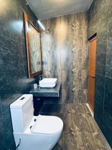 a bathroom with a toilet and a sink at Viora Lodge in Nuwara Eliya