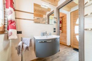 a bathroom with a sink in a tiny house at Blizzard apartments Kevin in Arabba +44 photos