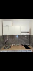 a kitchen with a sink and a counter top at Apartments Agnes in Dobrota