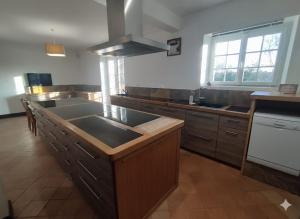 a kitchen with a sink and a stove top oven at Le Clos Périgourdin in Église-Neuve-de-Vergt