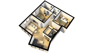 a rendering of a floor plan at Wolf Apartments in Ladis