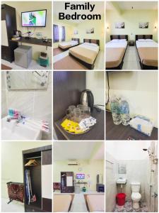 a collage of photos of a family bathroom at D'Aleena Inn Kodiang in Kodiang