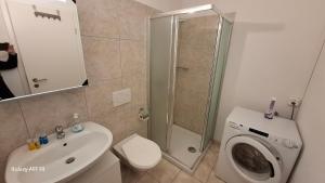 a bathroom with a shower and a toilet and a sink at B&B Lostallo Beat and Bloom in Lostallo +89 photos