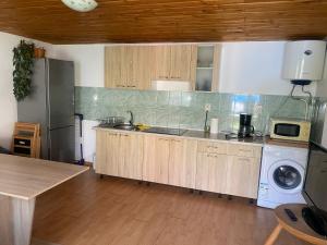 a kitchen with a refrigerator and a washing machine at Casa Baciului,Cluj-Napoca in Cluj-Napoca