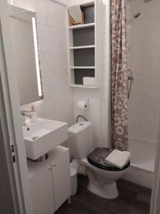 a bathroom with a toilet and a sink and a shower at Maison-Home-ZuHause in La Calamine +15 photos