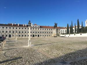 a large building with a fountain in front of it at Lovely grandma house in Vila Viçosa