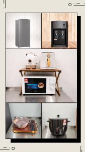 a collage of photos of various appliances in a kitchen at 4 Seasons Homestay in Kuantan +8 photos