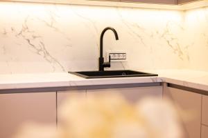 a kitchen with a sink and a counter at Lux residence Adrijana 1 in Ulcinj +18 photos