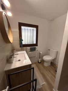 a bathroom with a sink and a toilet at Panach in Saint-Loubès