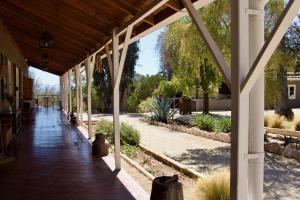 a covered walkway in a garden with plants at Hacienda Bellavista in Villa Alemana