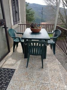 a table with two chairs and a bowl on top at Casa Bonaccorsi in Civitella Del Lago