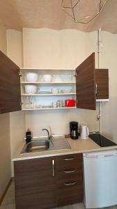 a kitchen with a sink and a counter top at Ehli Keyf Hotel in Istanbul +20 photos