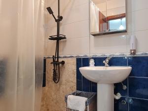 a small bathroom with a sink and a shower at Mgrahamhouse in Tacoronte +29 photos