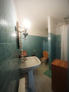 a bathroom with a sink and a toilet at Mas de la Petite Occitane - Cévennes sud in Saint-André-de-Majencoules +33 photos
