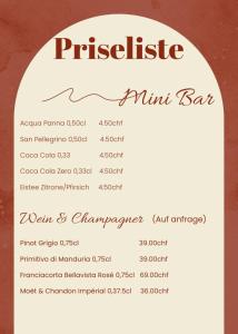 a menu for the milkshake mini bar at Ferien Wohnung mit Seeblick in Romanshorn +1 photo