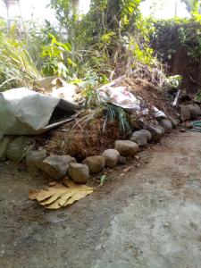 a row of rocks on the side of a road at Mabouya Villas in Dennery