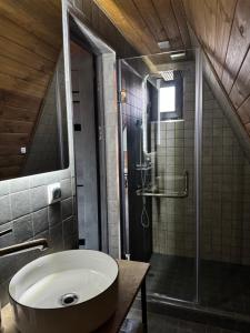 a bathroom with a large tub and a shower at Ditaket Dilijan in Dilijan
