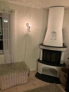 a living room with a fireplace in the corner at Vacation Home in Oslo in Oslo