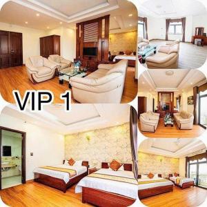 a collage of four pictures of a living room at Ks sơn trang 1 in Sầm Sơn