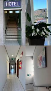 a collage of photos of a hotel with stairs and a building at Hotel Volpi Salinas in Salinas