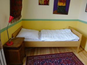 Un pat sau paturi într-o cameră la Hummel Hostel - Historische Stadtvilla mit Garten
