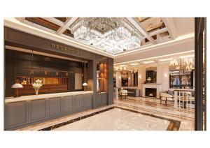 a large room with a bar in the middle at Hotel Montmartre de Sapa - Newly Opened April 2026 in Sapa