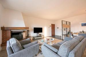 a living room with two couches and a fireplace at Casa Alexander - Lake Garda Apartment with Terrace - Happy Rentals in Riva del Garda