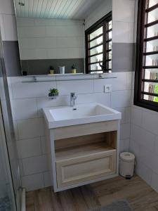a bathroom with a sink and a mirror at Papaya in Noumea