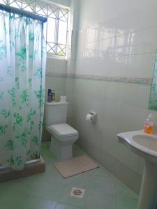 a bathroom with a toilet and a sink at Bamburi Mombasa two bedrooms at Cutraz homes villa 003 in Mombasa