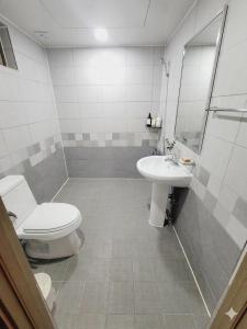 a bathroom with a toilet and a sink at 전주한옥마을 스테이네슬 in Jeonju