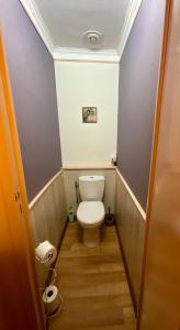 a small bathroom with a toilet in a room at La Maison du Rosier in Saint-Honoré-les-Bains +19 photos