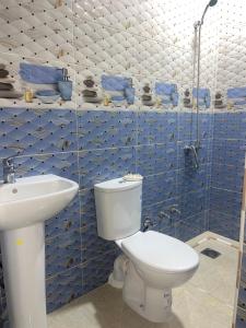 a bathroom with a toilet and a sink and a shower at Rachid in Oulad Akkou