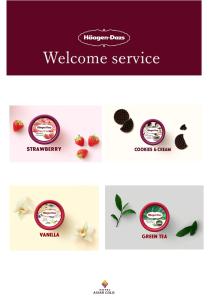 a banner with a welcome service sign and a picture of strawberries at Hotel Asian Color (Adult Only) in Tokyo
