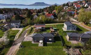 an aerial view of a residential neighborhood with houses at Netto Apartman in Fonyód