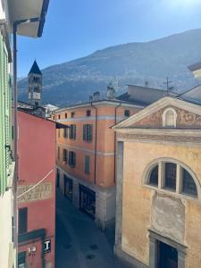 an aerial view of a city with buildings at Slate House & Terrace - 6 min walk to Bernina Express in Tirano