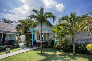 a house with palm trees in front of it at Water Blow Huts in Nusa Lembongan