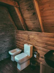 a bathroom with a toilet and a sink at La Empinada in Bialet Massé +17 photos