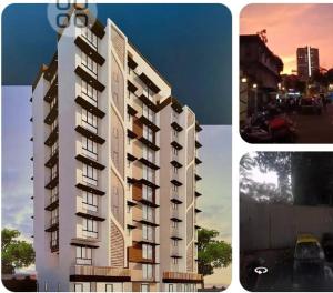 a collage of pictures of a building with a building at Lakefront Lounge-Luxe 1bhk condo with 2queen beds-2baths in Mumbai