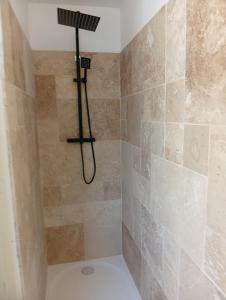a shower with a shower head in a bathroom at Le logis de la liane in Boulogne-sur-Mer