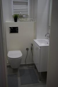 a white bathroom with a toilet and a sink at Olivia in Argenteuil +45 photos
