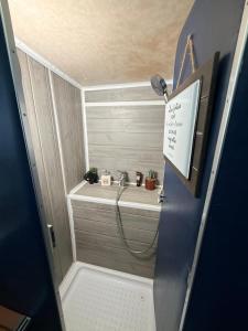 a bathroom with a shower and a sink at Aquareve-location in Valence +2 photos