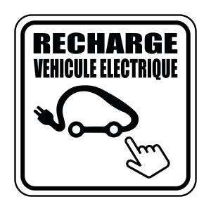 a sign that says recharge vehicle electricure with a car and a stop gesture at Lo Componaïro in Pouzols