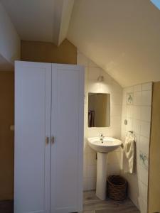 a bathroom with a sink and a mirror at Huis van Rooi Willebringen in Boutersem +6 photos