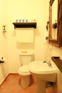 a bathroom with a white toilet and a sink at Cielito Lindo in Los Algodones