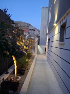 an alley with a tree and a building at Apartman Golden Stone in Ivanica