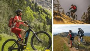 a man riding a bike on a mountain trail at Садиба У Коса in Pilipets