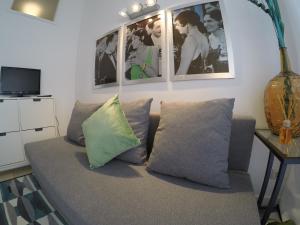 sala de estar con sofá y cuadros en la pared en Apartamento Da Lapa en Oporto