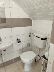 a bathroom with a toilet and a sink at Attico Viva - Self Check-in in Plitvička Jezera