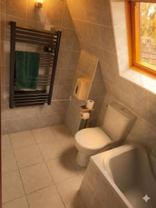 a bathroom with a toilet and a sink and a tub at Le Green de Bellême in Bellême +39 photos