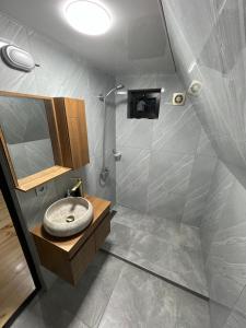 a bathroom with a sink and a shower at LizMari in (( Gergeti )) +40 photos